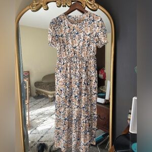 Shein Floral Print Ruffle Hem Aline Maxi Dress